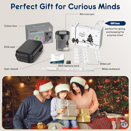Kids Digital Microscope Science Gift: Complete STEM Toy Kit for Ages 4-12 - color: Grey