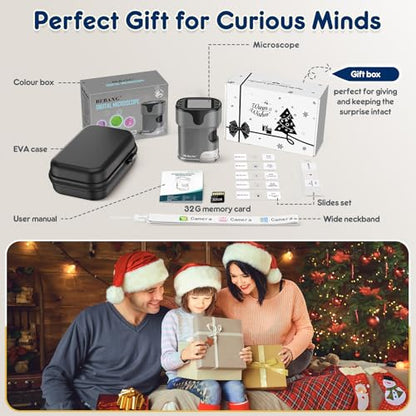 Kids Digital Microscope Science Gift: Complete STEM Toy Kit for Ages 4-12 - color: Grey