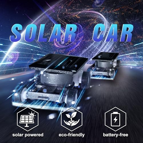 Solar Car Solar Energy Toys for Ages 2-4 5-7 8-10 Cool Solar Powered Tiny Mini Cars Educational Science Kits for Kids (Black)