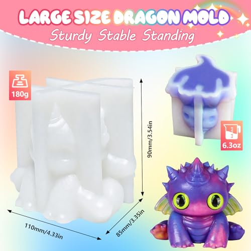 Taba Squishy Molds Set- Large Stable Dragon Silicone Mold with 9 Pairs Eyes