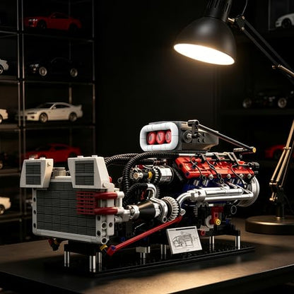 V8 Supercharged Engine Model Set that Run for Adults Kids,1151PCS