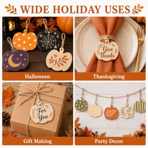 MAQIHAN Wooden Pumpkin Craft Kit 30 Pcs - Unfinished Fall Halloween Decor - size: Pumpkin