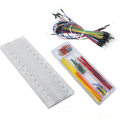 Solderless Breadboard 830 Tie Points - 65 Pcs Flexible Jumper Wires Kit - 140pcs Connecting Line Cables for Arduino Prototyping Circuit DIY Electronic Project - color: 830TieBreadboard-JpWire65pcs-LCable140pcs