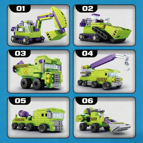 6-in-1 Transform Mecha Kit, 862PCS Engineering Robot Toy Kids 8+