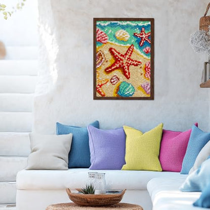 ORIGACH Summer Beach Latch Hook Rug Kit for Adults, 20.5x15inch - style: Beach