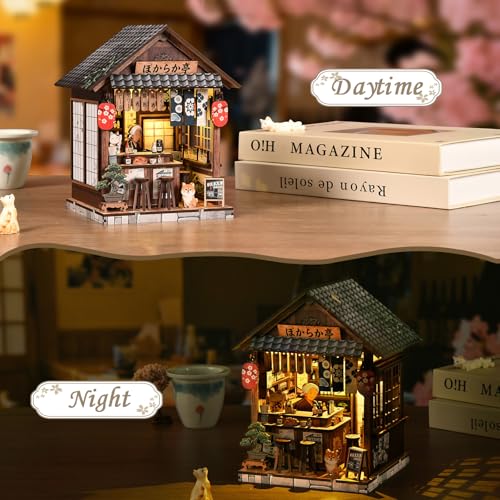DIY Book Nook Kit with LED Light, Miniature Dollhouse, 3D Wooden Puzzle, Bookshelf Insert Decor Craft Gift (The Mellow Pub) - style: The Mellow Pub