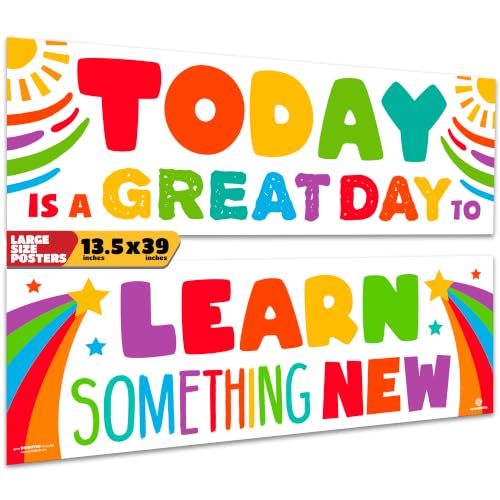Sproutbrite 2 Educational Learning Charts & Posters for Classroom 13.5"x39" - color: Learn Something New