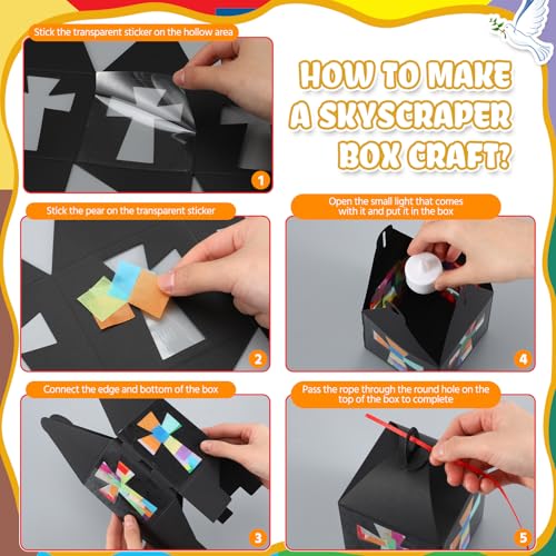 Simgoing 12 Sets Religious Cross Lantern Craft Sunday School Crafts Kit - style: Religious Cross