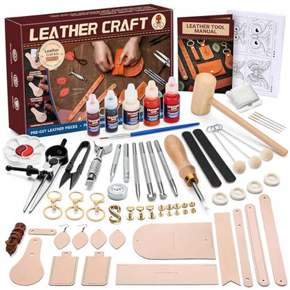 CBHGFEA Leather Crafting Kit, Leather Working Tools Supplies Tooling Kit - color: Style A