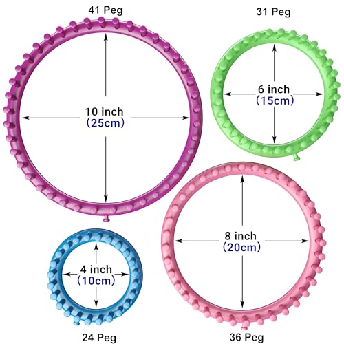 READAEER Round Knitting Looms Set Craft Kit Tool with Hook Needle and Pompom Maker