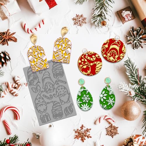 4PCS Christmas Polymer Clay Texture Sheets Set for Using with Clay Cutters, Snowflake Clay Texture Mats, Jewelry Making DIY Christmas Craft Tools - style: Christmas Theme-4pcs