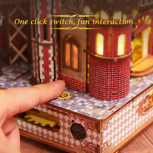 Annecy Castle 3D Wooden Puzzle, Rotating Mechanical Model Kit for Adults