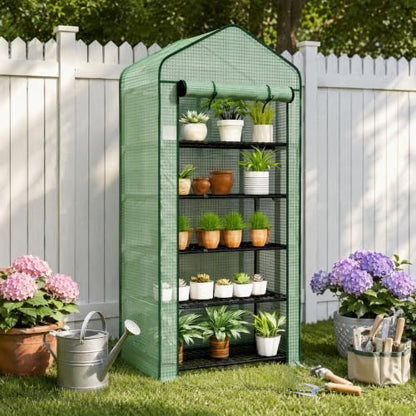 5‑Tier Mini Greenhouse, Small Walk‑in Plant Green House, Green - color: Green B, size: Mini