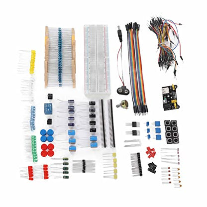 Electronics Component Kit, Starter Fun Assortment with Breadboard Resistor Capacitor Diode Module, for Beginners Learning to Program R3 Development Board
