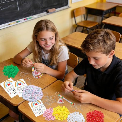 Tuhangcc Unique Design 16 Sets Teacher DIY Charm Bead Keychain Kit with 10 A-Z Letter Beads 16 Charms & Greeting Card for Teacher Day Gift (Teacher's Day) - color: Teacher's Day