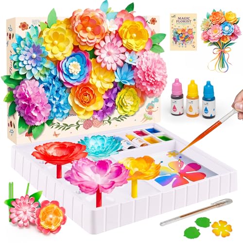 Kiditos Paper Flower Kit, Magic Color Changing Flower Craft Kit for Kids