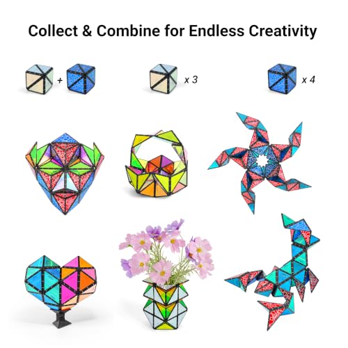 TOSY Magnet Pyramid - 1 Fidget Cube Transforms into 1 Billion Shapes, 243 Rare Earth Magnets, Glowing, Holographic Design, Spinner Accessory, Gift for Christmas Birthday (Set of 1 Stone 1 Glow) - color: Mixed (Set of 2)