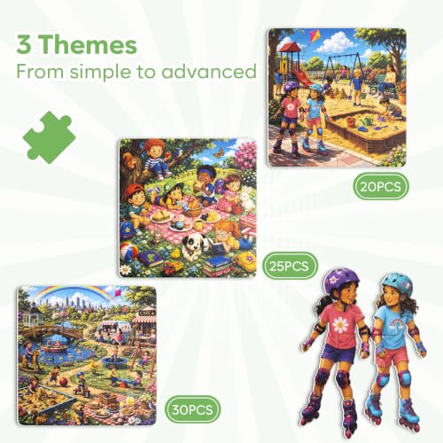 Biarek Playground Magnetic Puzzles for Kids 3-5, 75-Piece Travel Set - color: Playground - 75 Pieces