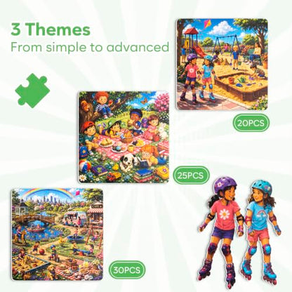 Biarek Playground Magnetic Puzzles for Kids 3-5, 75-Piece Travel Set - color: Playground - 75 Pieces