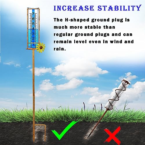 Rain Gauge Outdoor, Freeze Proof Rain Gauges Outdoors Best Rated,7" Capacity Detachable Rain Guage with Stake for Yard,Lawn & Garden,Large Clear Number and Scale Rain Measure Gauge,Rain Water Meter - color: Large Flower Rain Gauge