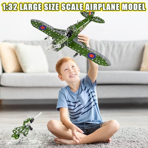 Model Airplane Kits for Boys 8-12,Erector Set for Boys Building Toys Age 10-12,374 PCS DIY Building Stem Projects Toys for Kids,Cool Aviation Gifts for Airplane Model Fans