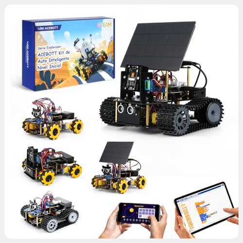 5-In-1 ESP32 Smart Camera Solar Robot Tank Car Kit, STEM Toy Robotics Kit for Kids Age 8-16 Boy, APP & Remote Control 4WD Car with 3MP Camera, Arduino Educational Science Coding Kit Gift for 12+ Teens - color: Black