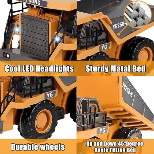 Remote Control Dump Truck RC 1/20 Fully FunctionalEngineering Vehicle, 9 Channel Dump Truck Toy 2.4Ghz with Lights andSounds, for Kids Aged - color: Dump Truck*1