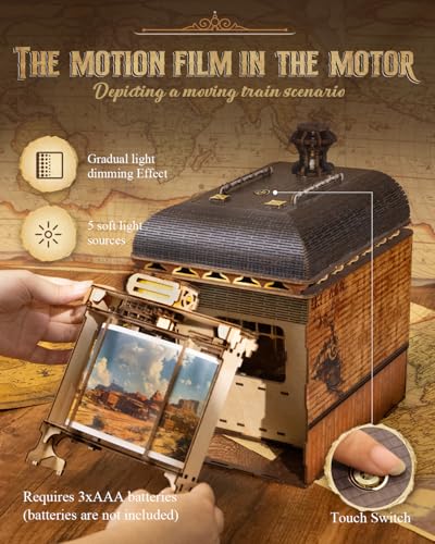 Book Nook Kit, 3D Wooden Puzzles for Adults, DIY Miniature House Kit for Adults, Booknook with LED Light, Gifts for Family, Friends and Book Lovers, Bookshelf Decor(Retro Train)