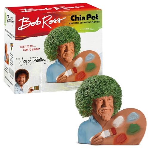 Chia Pet Bob Ross with Palette Terracotta Planter with Seed Pack - style: Bob Ross with Palette