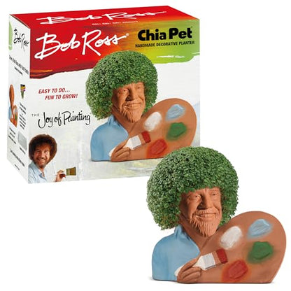 Chia Pet Bob Ross with Palette Terracotta Planter with Seed Pack - style: Bob Ross with Palette