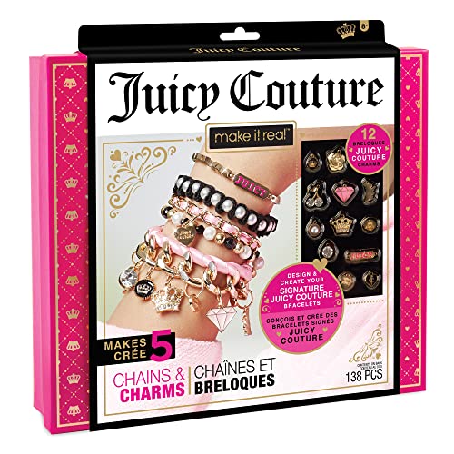 Make It Real: Juicy Coture Chains & Charms, DIY Bracelet Kit, Includes 12 Juicy Coture Charms, Makes Up to 5 Bracelets, Helps Young Girls Develop Fine Motor & Visual Skills, for Ages 8 and up - style: Chains & Charms