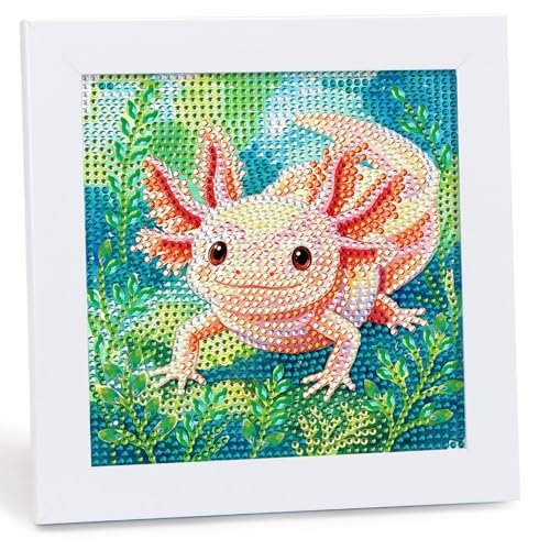 Libfx Diamond Art Kits for Kids with Frame Diamond Art for Girls Boys Beginners Arts and Crafts Birthday Gifts (Axolotl) - color: Axolotl