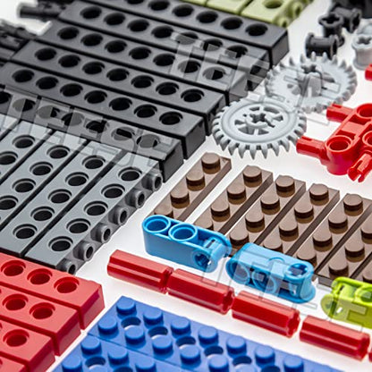 TEESE 184pcs Technic-Beam-Gears-Axles-Pins-Wheels-Tires, Compatible with Technic-Parts, for STEM-MOC-EV3-Project-Track-Car-Bulk- Blocks (Random Color)