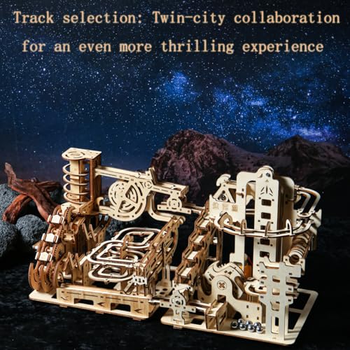 Adult 3D Wooden Spiral Walkway Marble Run Assembly Kit, DIY Mechanical Model Building Set, Educational STEM Puzzle Desktop Toy, Birthday Gift for Teens Aged 14 and up, All-new Upgraded Deluxe Edition