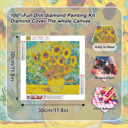 VeGuude Diamond Art Kits for Adults Sunflower Diamond Painting Kits 12*12In - color: DP04897