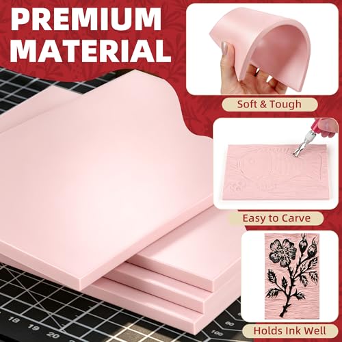Joygineer Linocut Kit for Printmaking - Block Printing Kit with 4 Soft