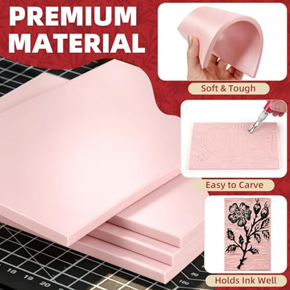 Joygineer Linocut Kit for Printmaking - Block Printing Kit with 4 Soft