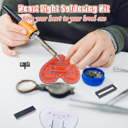 ICSTATION Heart Shaped LED Light Soldering Project, RGB LED Heart Soldering Learning Kit DIY Electronic Kit for Adults Diyers College Student Education and Present for Lover