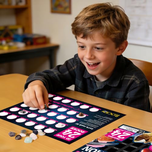 Rocks Collection 24 PCS Rock and Mineral Education Set Gemstones for Kids Geology Gem Kit with Tiger’s Eye Rose Quartz Red Jasper and More Identification Guide STEM Science Education - style: 24 Pieces