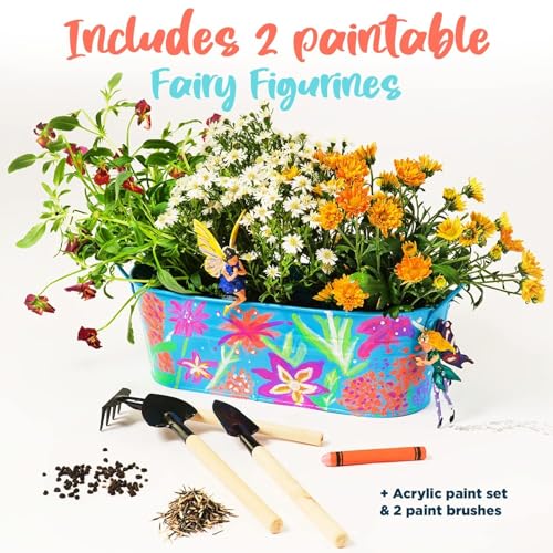 BRYTE Unicorn Terrarium Kit for Kids - Blue, Plastic, Ages 4-12 - DIY Craft Kits, Fairy Garden Planters for Kids, Seeds & Tools & Light-Up Fairy Lights
