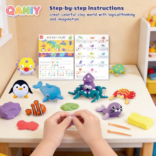 Air Dry Clay Kit for Kids, 14 Marine Animal Molding Set