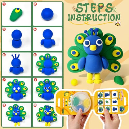 Air Dry Clay for Kids Modeling Clay Kit, 12 Boxes Model Magic Arts and Crafts for Kids with Tools & Tutorial, Non-Sticky, 3-12+ Years Boy Girl Birthday Gift, Animal Themed Party Favors Classroom Prize