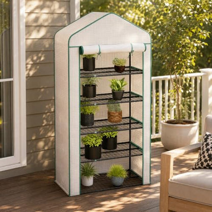 5‑Tier Mini Greenhouse, Small Walk‑in Plant Green House, White - color: White B, size: Mini