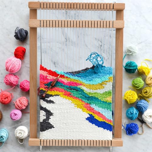 LYKTRIX Weaving Loom for Kids, Wooden Weaving Kit, Loom Kit for Kids Ages 8-12, Great Knitting Looms for Beginners and Girls Over 6 Years Old, Contains Enough Weaving Yarn 11.4" x 7.5" - size: 29×19cm