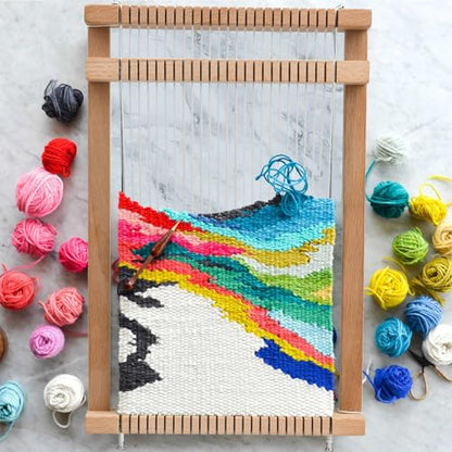 LYKTRIX Weaving Loom for Kids, Wooden Weaving Kit, Loom Kit for Kids Ages 8-12, Great Knitting Looms for Beginners and Girls Over 6 Years Old, Contains Enough Weaving Yarn 11.4" x 7.5" - size: 29×19cm