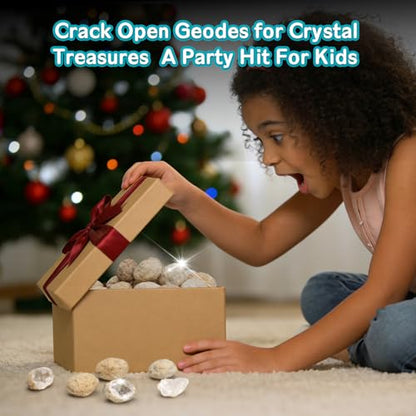 25 Geodes for Kids Break Open, 90% Hollow, (Large 1.5-2"), Geode Kit Science Kits for Kids Age 8-12, Discovery Toys Gifts for Kid