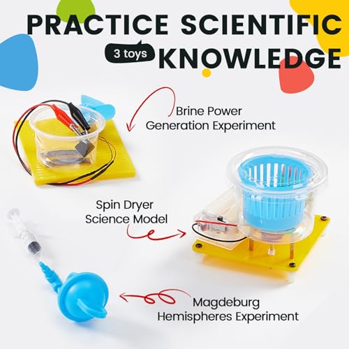 6-in-1 STEM Home Lab Science Kit for Kids Age 8-12, Boys & Girls 9 10 11 13 14 Year Old Educational Adventure Set: Tank & Car Building, Saltwater Generator | Perfect Birthday & Learning Gift for Kids