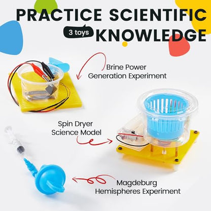 6-in-1 STEM Home Lab Science Kit for Kids Age 8-12, Boys & Girls 9 10 11 13 14 Year Old Educational Adventure Set: Tank & Car Building, Saltwater Generator | Perfect Birthday & Learning Gift for Kids