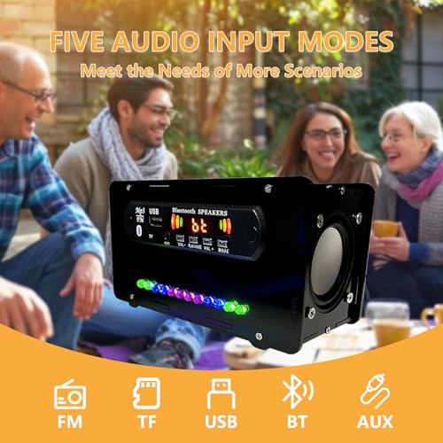 EIELE Soldering Practice Kit - Multi-Function Speaker with AUX & TF Playback, Voice-Activated Level Indicator, Dual Channel, Black Case - color: Black case