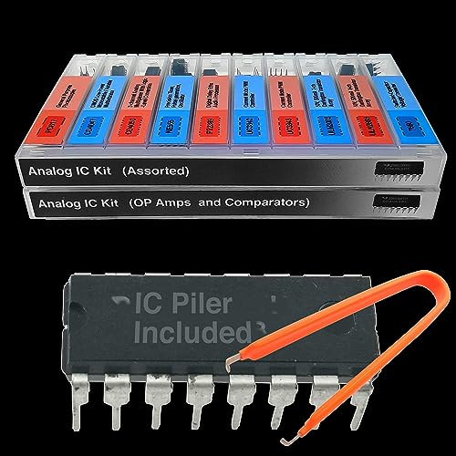 EEEEE IC kit 161 pcs, 20 Models Chip Assortment Set Analog Integrated Circuits Electronics Parts Opamp Pack, 555 Timer Components, Op Amp, Oscillator, Pwm, IC Plier Included UA741 LM358 and More..